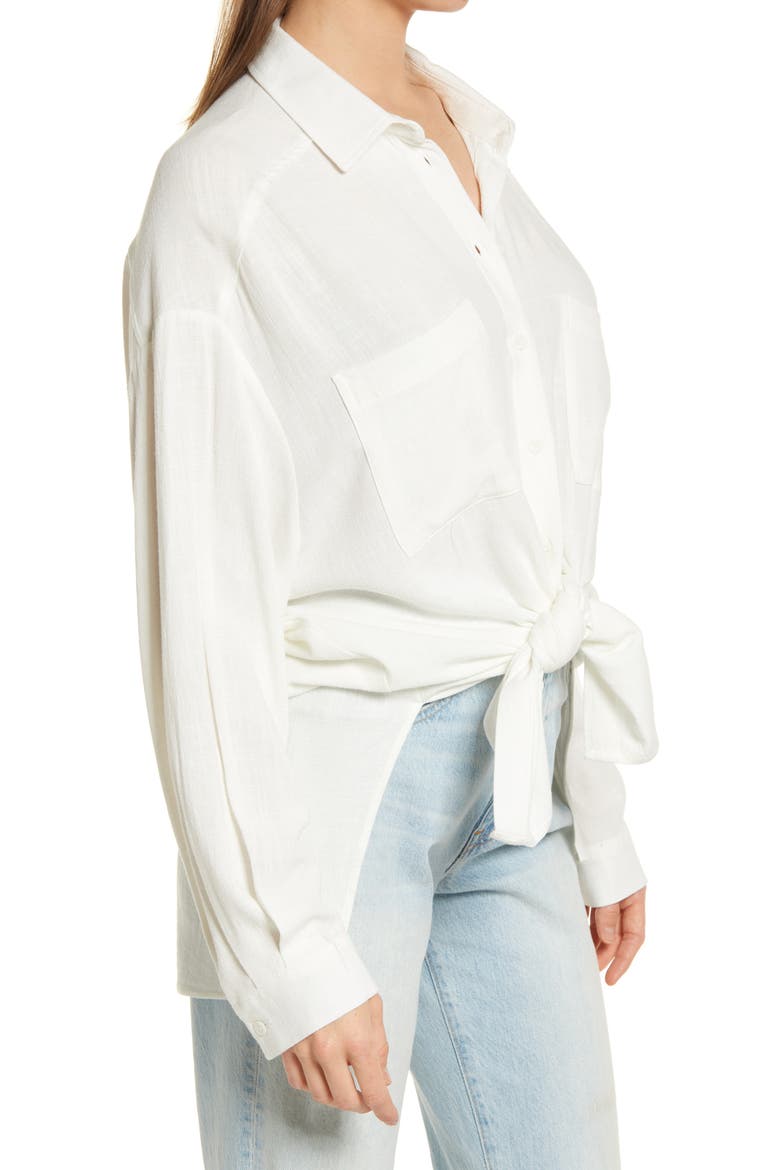 Oversize Button-Up Shirt, Alternate, color, CREAM