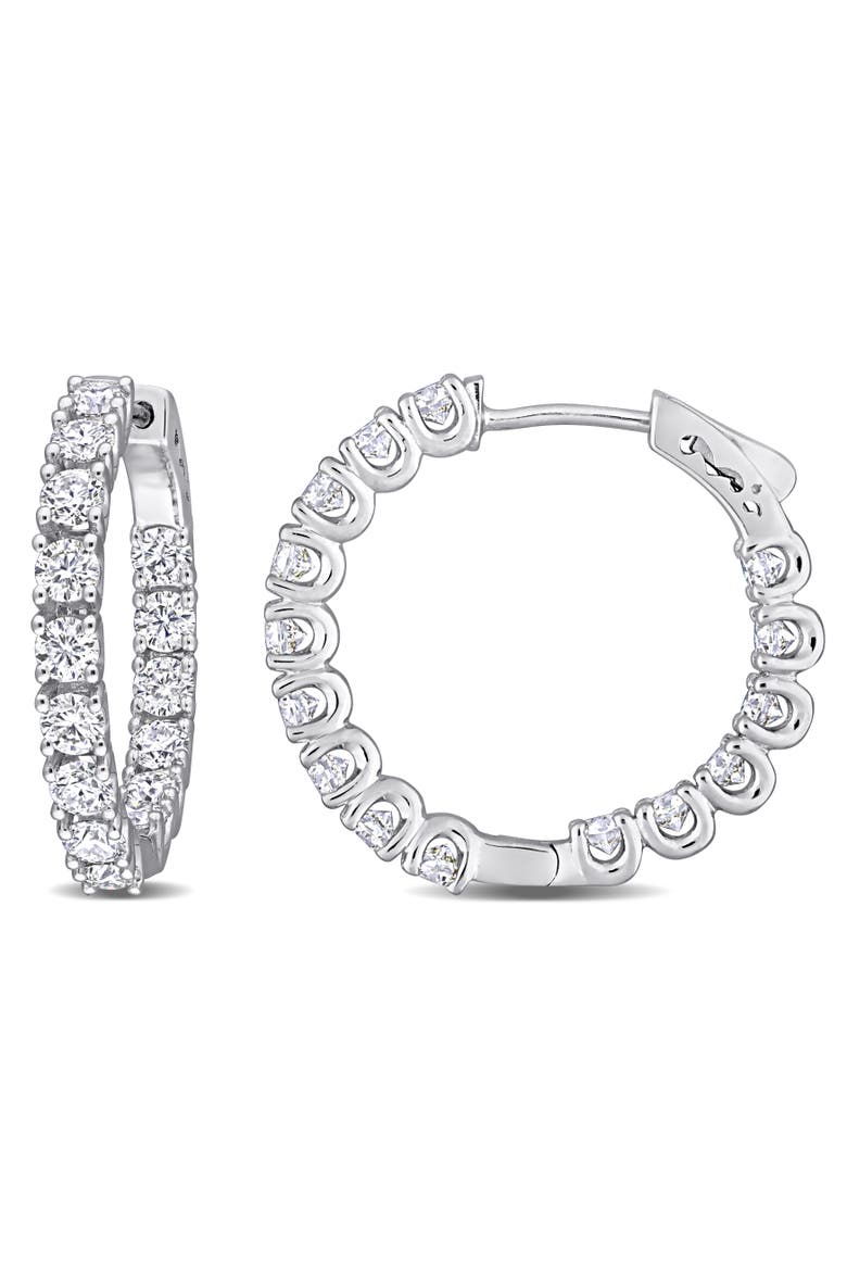 Moissanite Hinged Hoop Earrings, Main, color, Sterling Silver