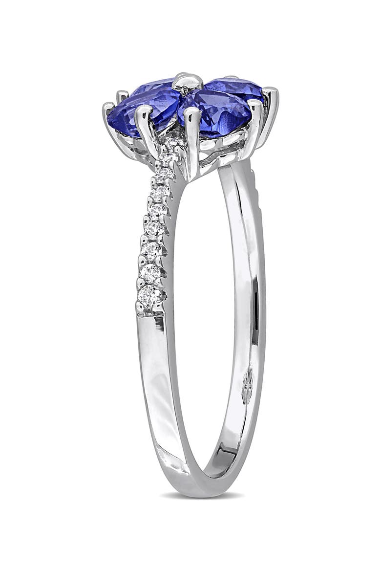 Lab Created Sapphire Flower Heart Ring, Alternate, color, BLUE
