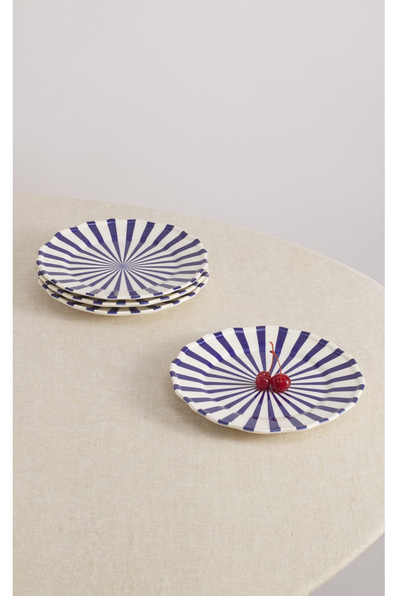 Mafalda 9'' Side Plate Set of 4, Alternate, color, Blue/Stripes