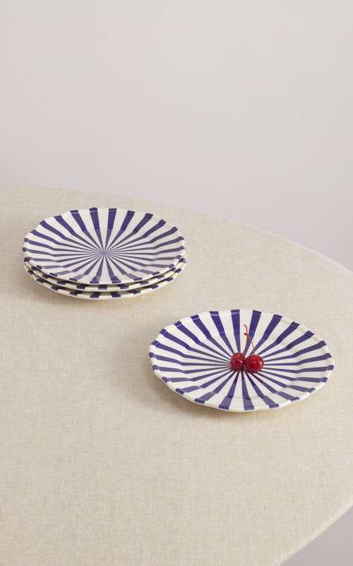 Maison Madison Home Mafalda 9'' Side Plate Set Of 4 In Blue/stripes