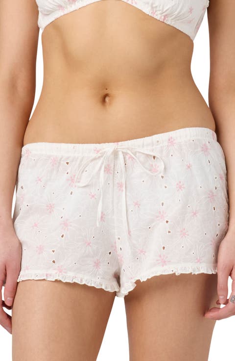 Eyelet Tie Waist Organic Cotton Shorts