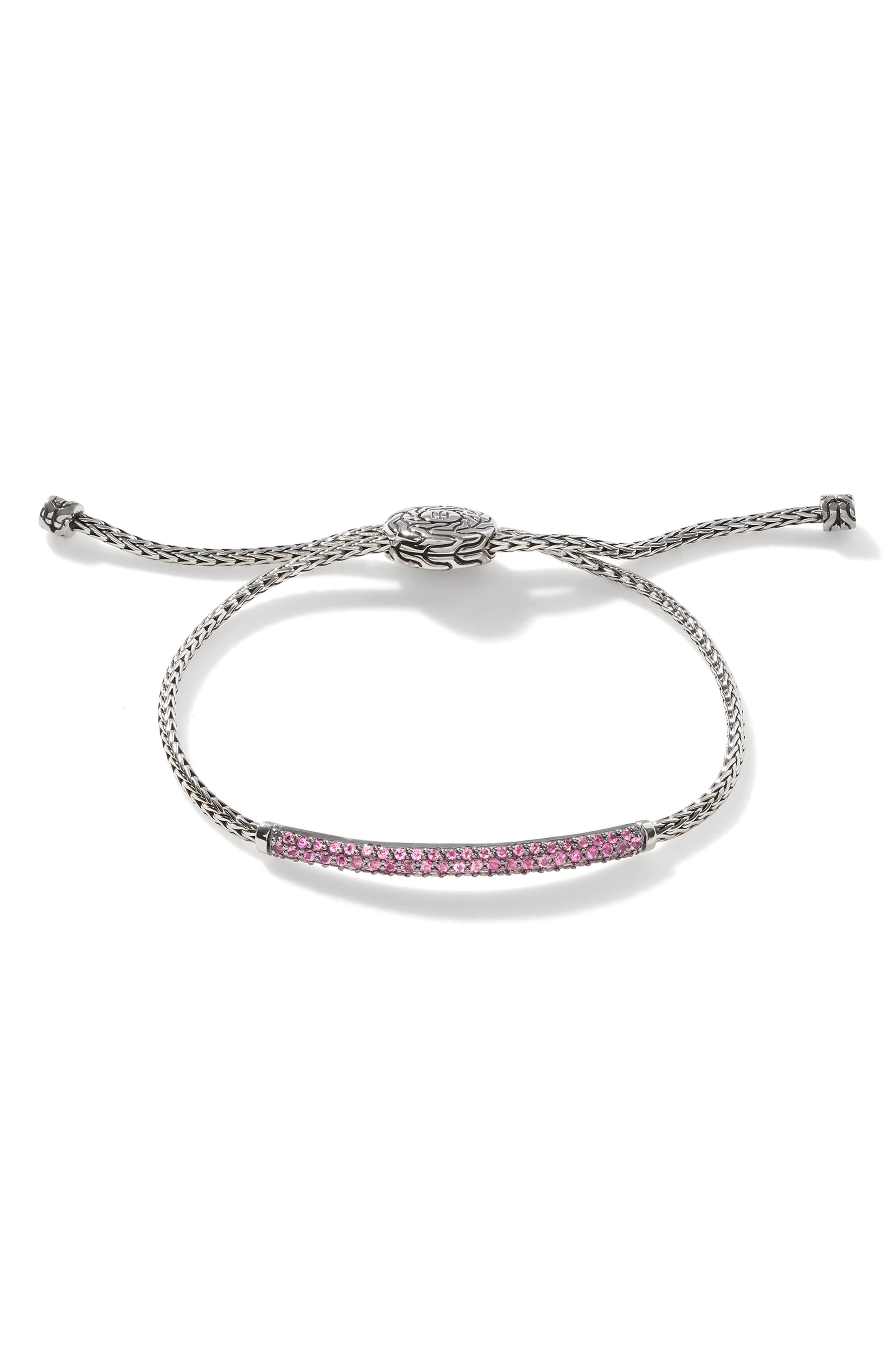 John Hardy Classic Mini Pink Tourmaline Slider Bracelet
