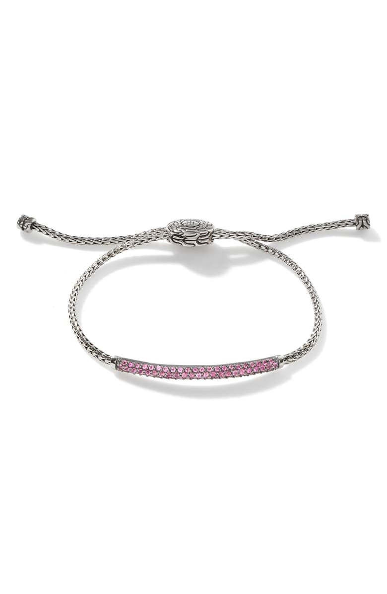 John Hardy Classic Mini Pink Tourmaline Slider Bracelet, Main, color,