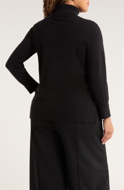Jones New York Turtleneck Seam Front Bouclé Sweater In Black