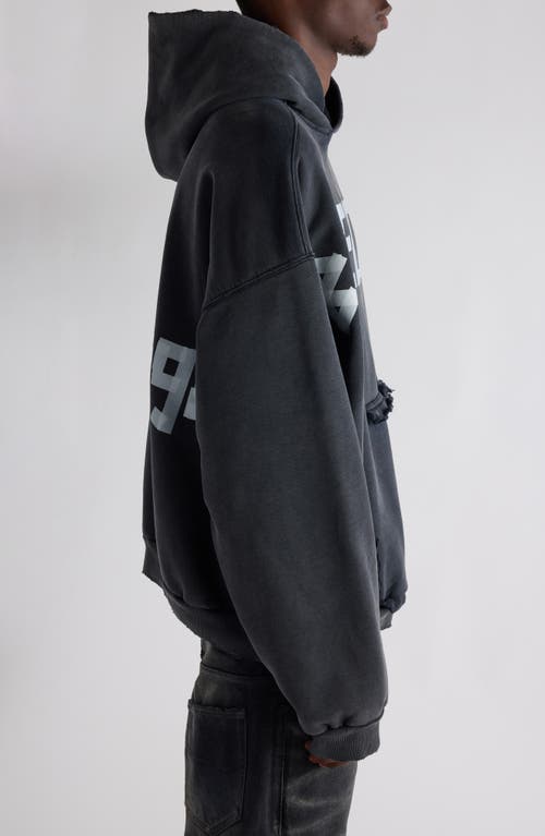 BALENCIAGA BALENCIAGA TAPE TYPE RIPPED POCKET LARGE FIT FLEECE HOODIE 
