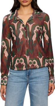 Sanctuary Mesh Button-Down Shirt