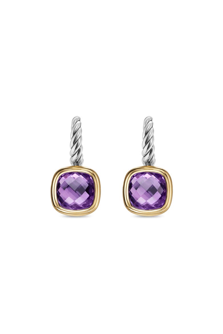 Albion® Drop Earrings in Sterling Silver with 18K Yellow Gold & Amethyst, 10mm, Main, color, AMETHYST