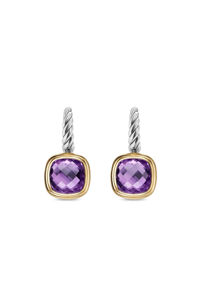 David Yurman Albion<sup>®</sup> Drop Earrings in Sterling Silver with 18K Yellow Gold & Amethyst, 10mm, Main, color, Amethyst