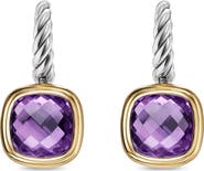 David Yurman Albion® Drop Earrings in Sterling Silver with 18K Yellow Gold & Amethyst, 10mm