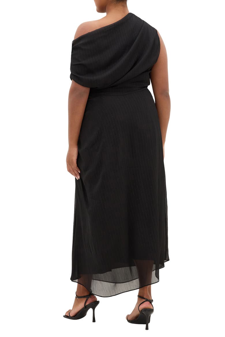 VIvid One-Shoulder Maxi Dress, Alternate, color, METALLIC BLACK
