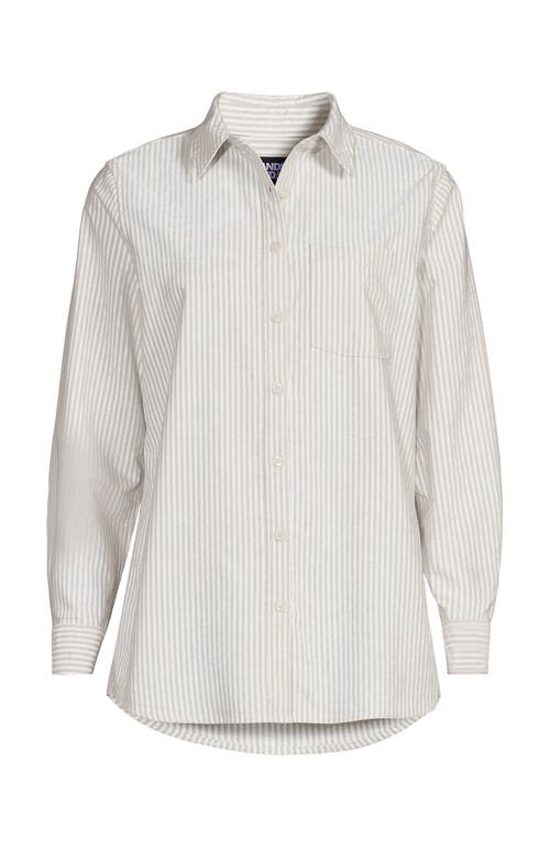 Lands' End Oxford Shirt In Champagne Mini Stripe