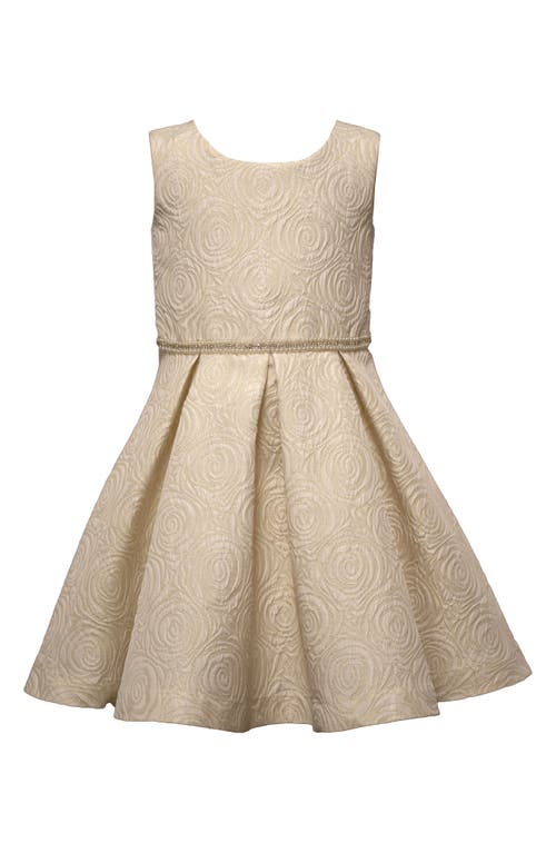 Iris & Ivy Kids' Rose Jacquard Dress & Cardigan Set In Gold