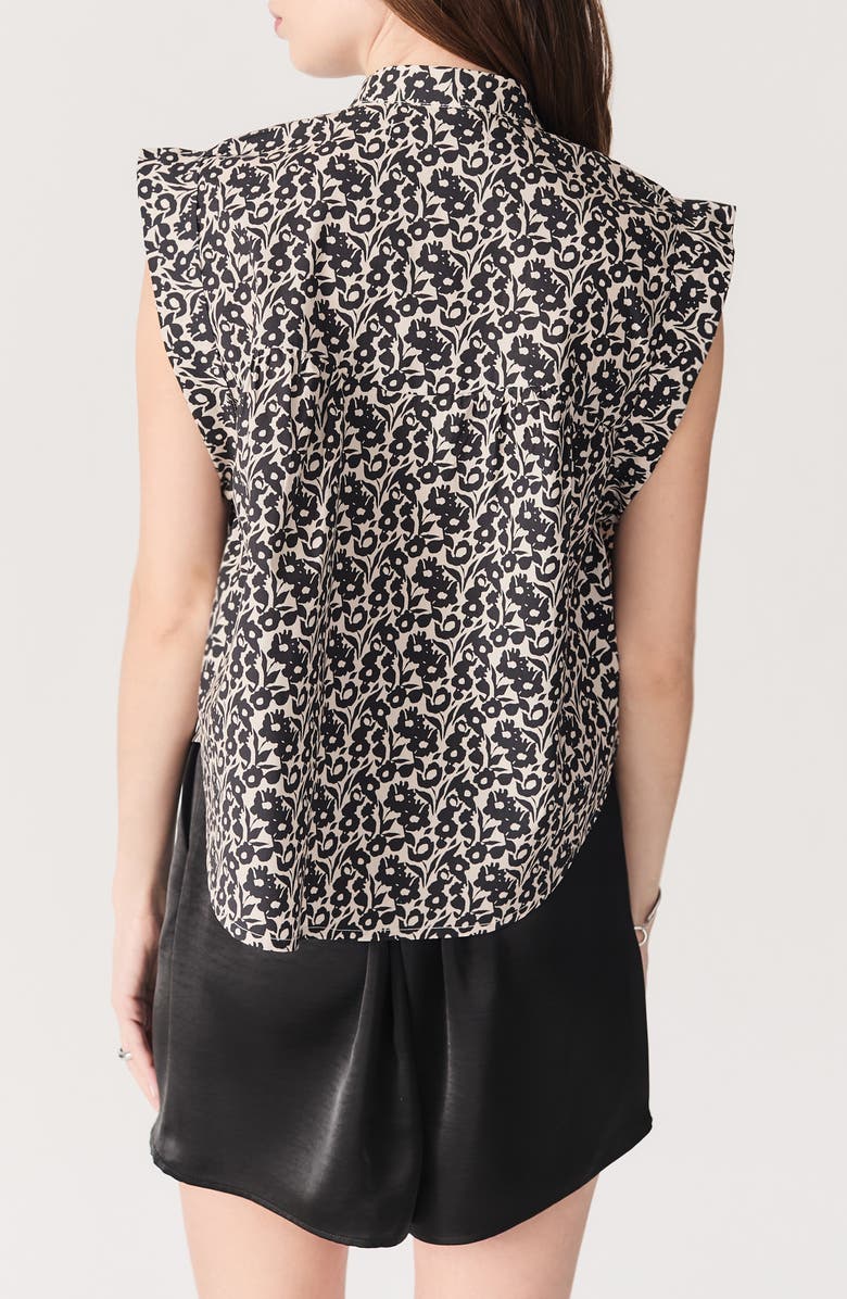 DELUC Floral Cotton Popover Top, Alternate, color, Black Flowers