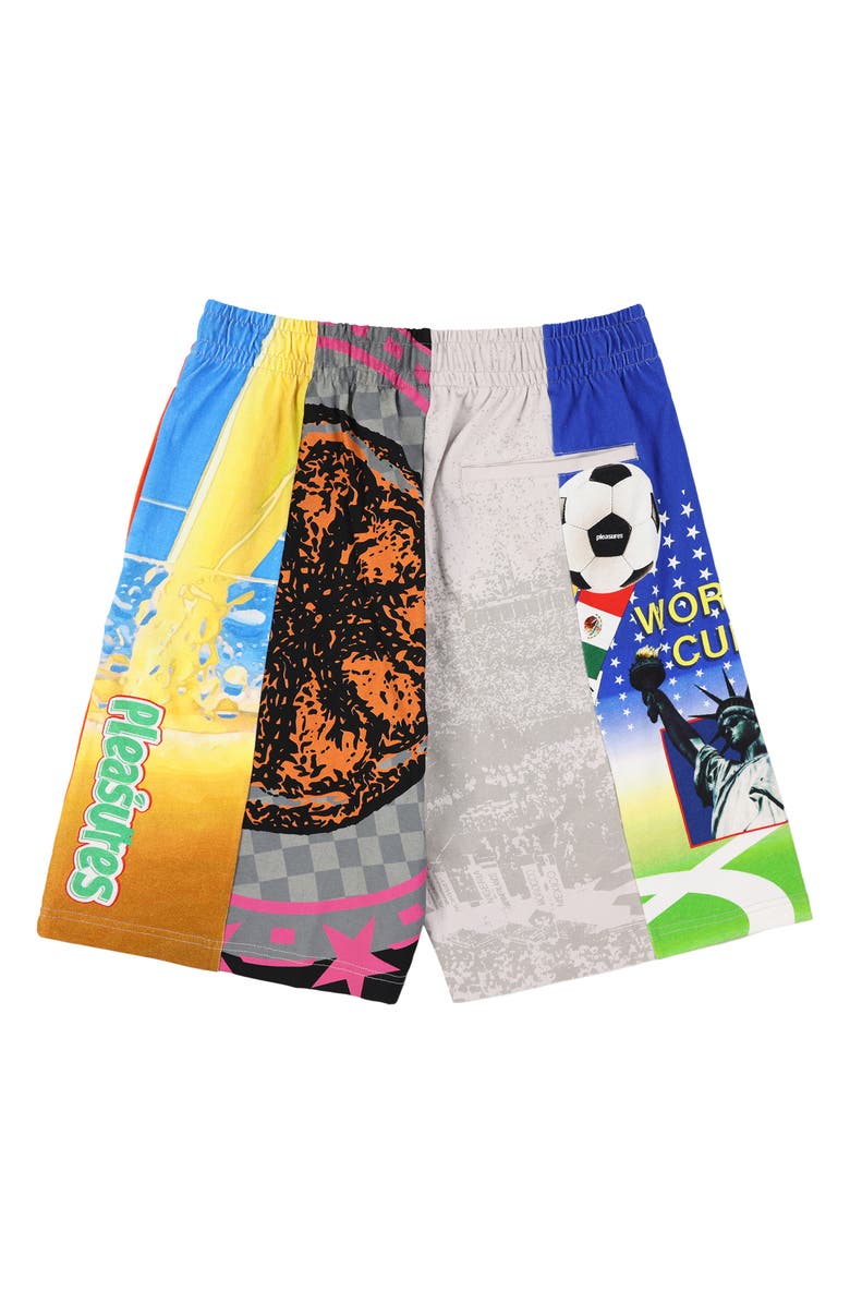 PLEASURES World Cup Drawstring Cotton Shorts, Alternate, color, Multi