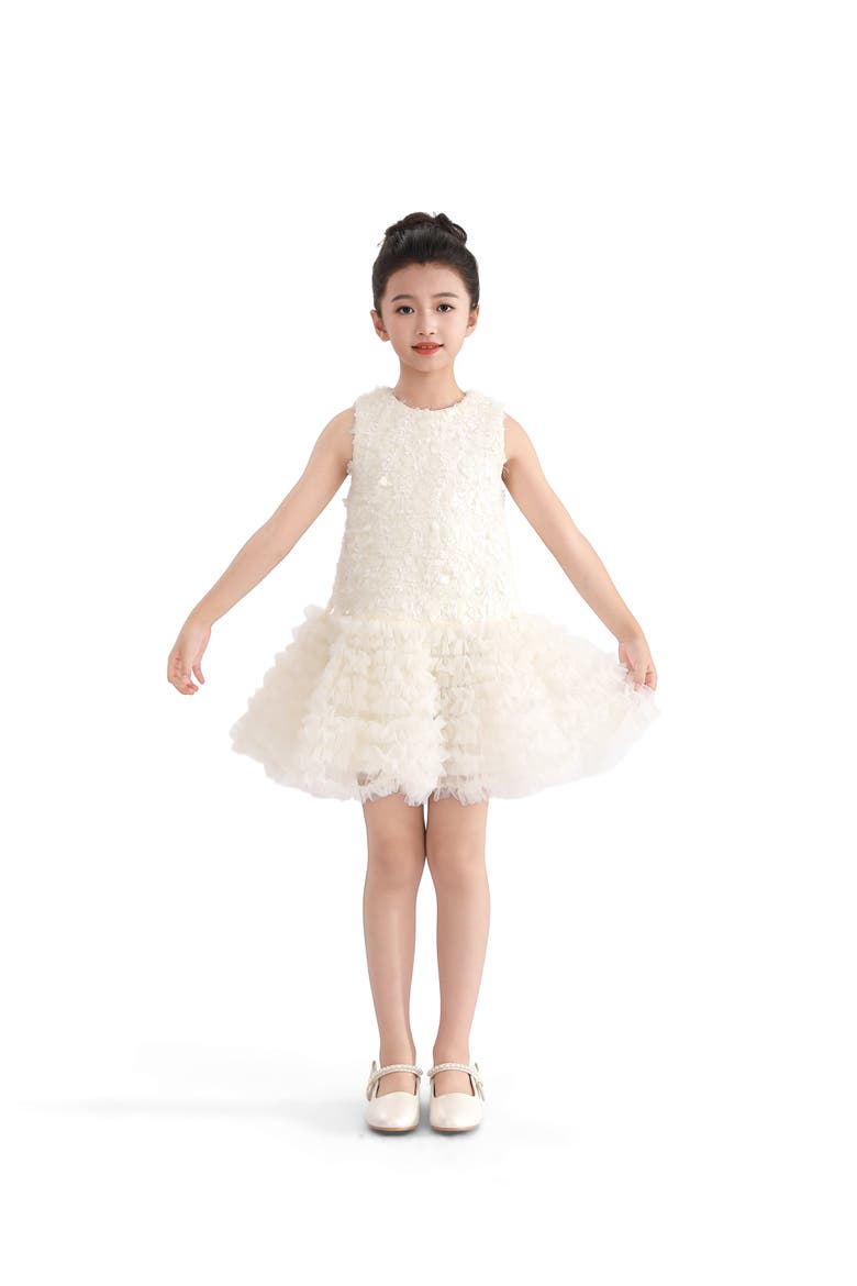Whispered Petal Mini Dress, Alternate, color, Cream