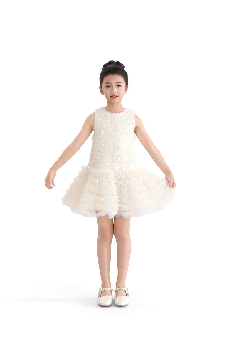 Tulleen Whispered Petal Mini Dress, Alternate, color, Cream