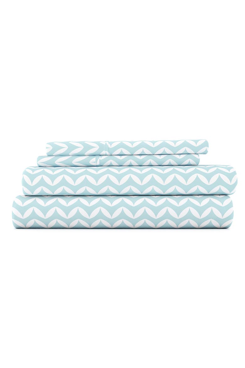HOME SPUN Premium Ultra Soft Puffed Chevron Pattern 4-Piece Bed Sheet Set, Main, color, LIGHT BLUE