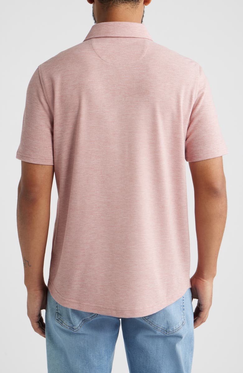 Johnston & Murphy Bennett Short Sleeve Heathered Cotton Blend Button-Up Shirt, Alternate, color, Pink Honeycomb