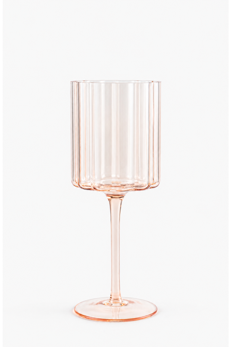 Scalloped Rim Fluted Wine Glass, Set of 4, 12oz, Amber, Alternate, color, Amber