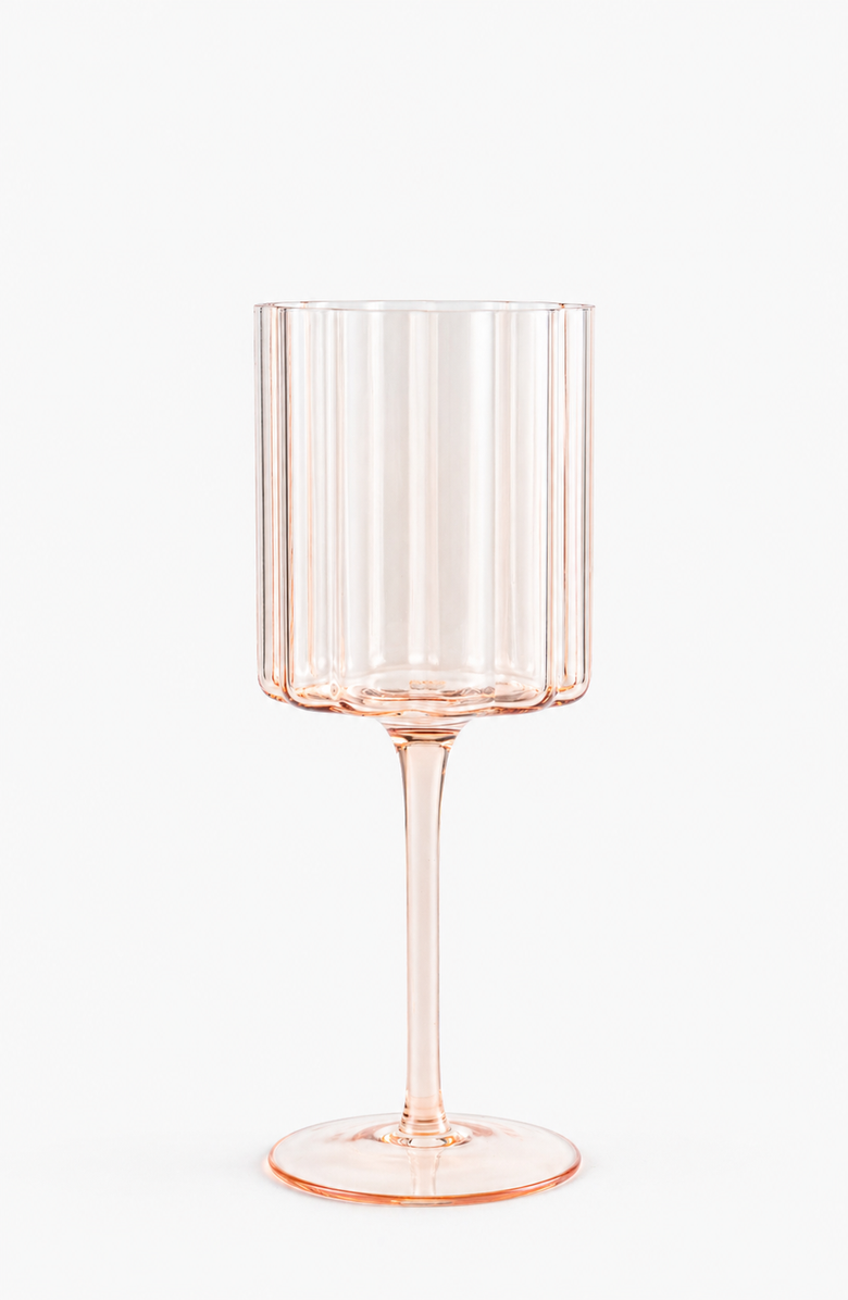Jeanne Fitz Scalloped Rim Fluted Wine Glass, Set of 4, 12oz, Amber, Alternate, color, Amber