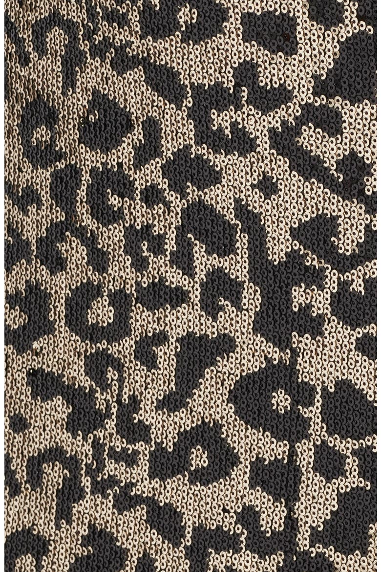 Mixed Media Strapless Leopard Sequin Gown, Alternate, color, BLACK GOLD