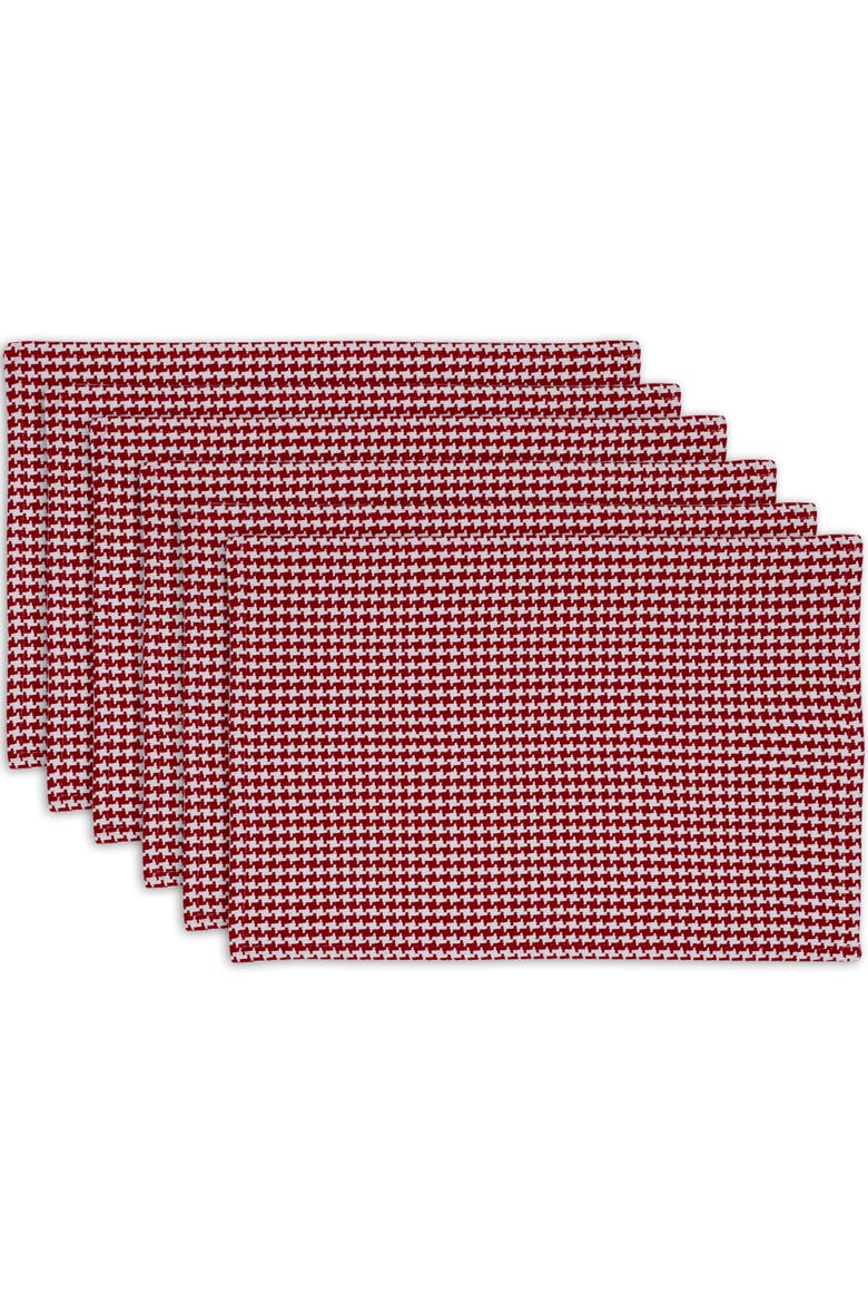 Tango Red Houndstooth Placemat Set/6, Main, color, Red