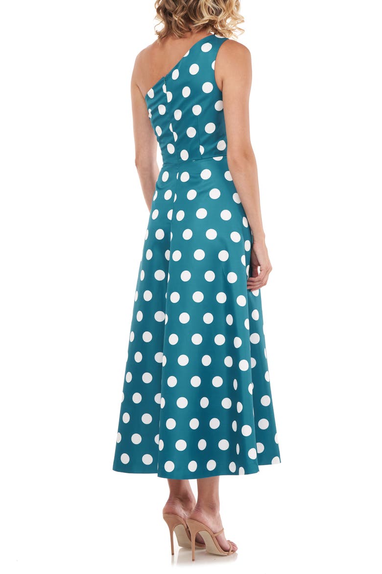 Victoire One-Shoulder Mikado Cocktail Dress, Alternate, color, PERSIAN BLUE/ WHITE