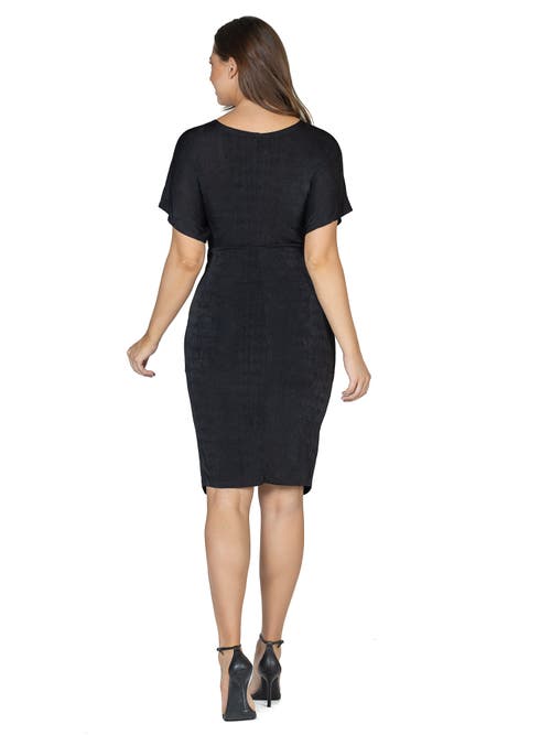 24seven Comfort Apparel Women's Short Sleeve V-neck Twist Front Dress In Gray