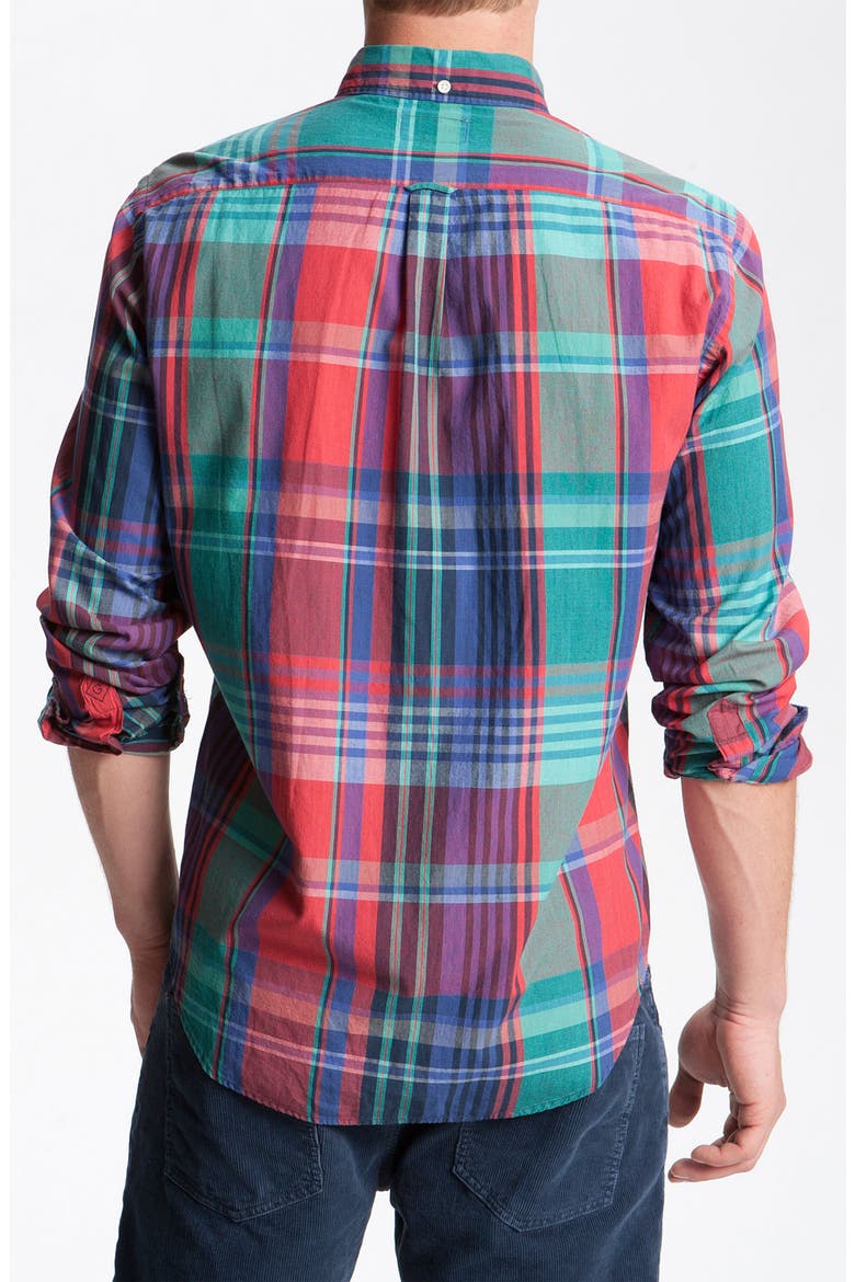 India Madras Plaid Shirt, Alternate, color, BLUE/ RED