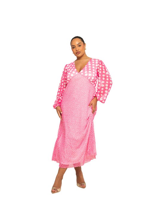 Shop Fashion-szn Curve Vibrant Polka Dot Mesh Midi Dress