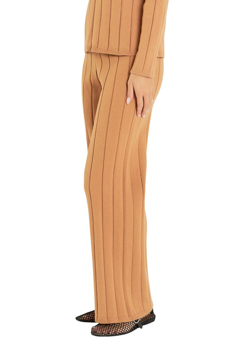 Pull-On Straight Leg Rib Knit Pants, Alternate, color, CAMEL