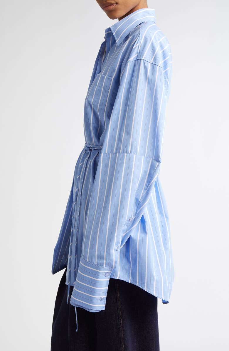 SPORTMAX Firma Stripe Oversize Cotton Button-Up Shirt, Alternate, color, Light Blue