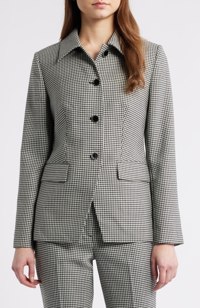Elie Tahari The Greta Check Wool Blend Jacket, Alternate, color, Black And White Check