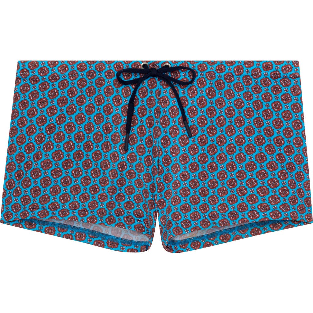 Hom Anglet Swim Shorts In Turquoise Print