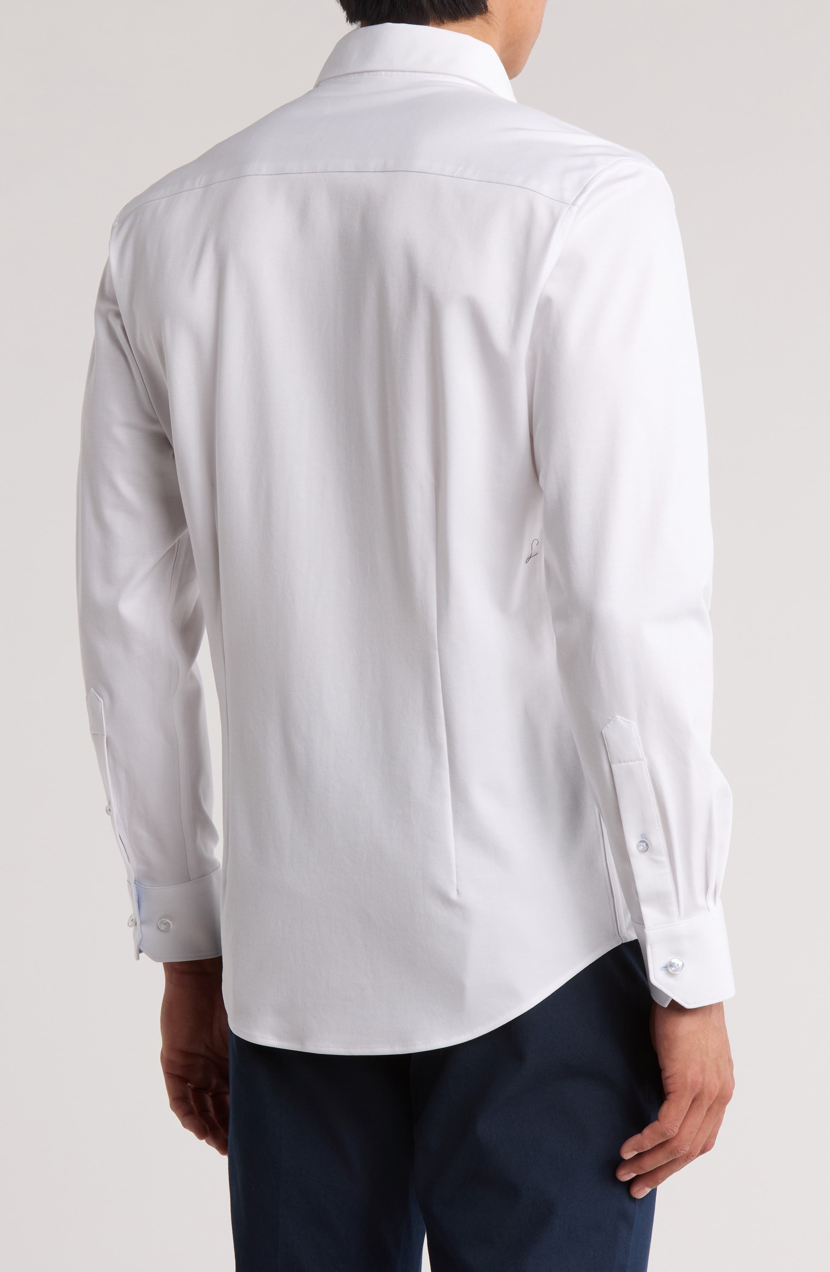 Tailored Fit Solid Cotton Dress Shirt - image 2