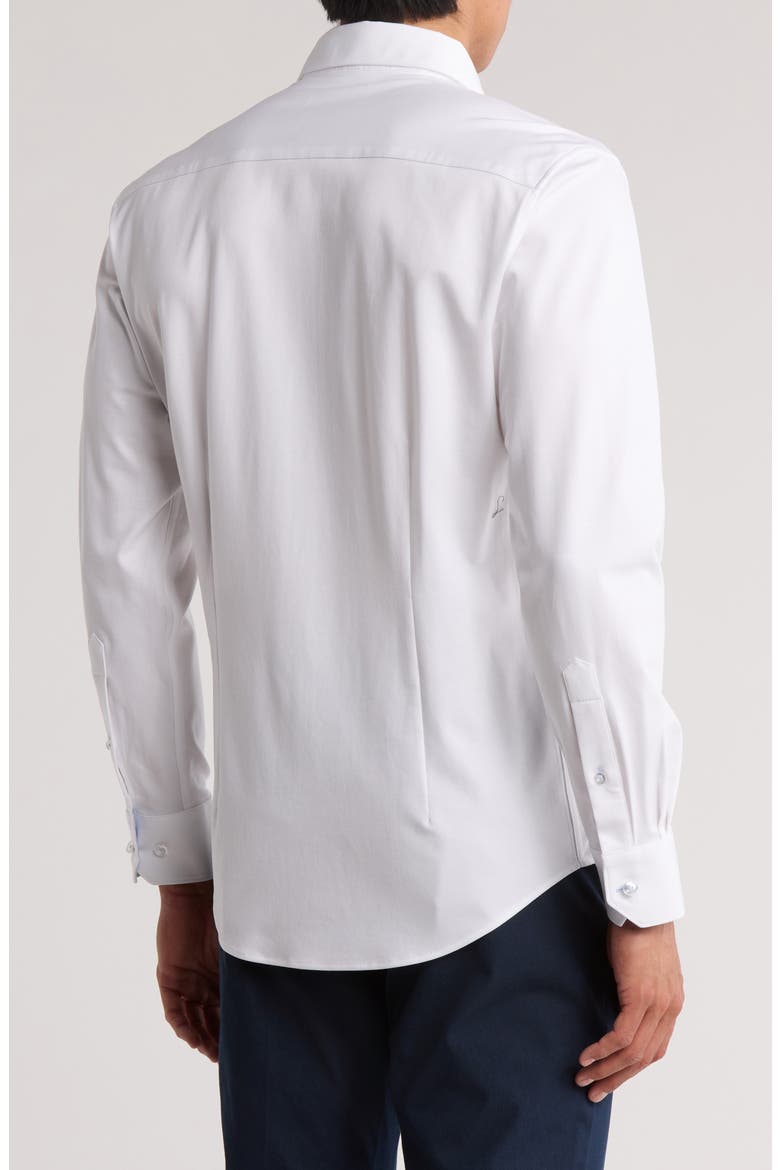 Tailored Fit Solid Cotton Dress Shirt, Alternate, color, WHITE