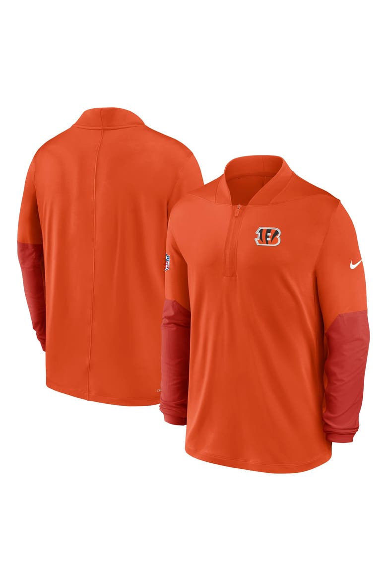 Men's Nike Orange Cincinnati Bengals Sideline Dri-FIT Half-Zip Pullover, Main, color, Orange