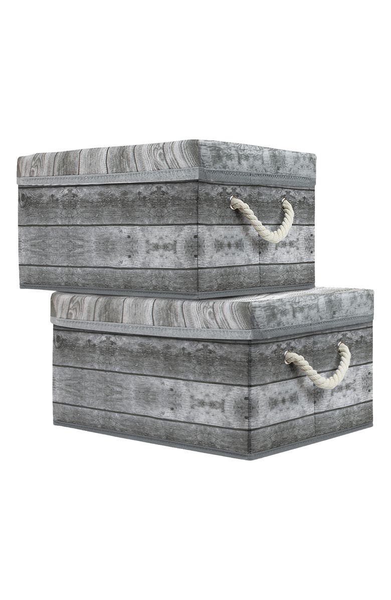 SORBUS Grey Wooden Pattern Storage Box - Set of 2, Main, color, Grey