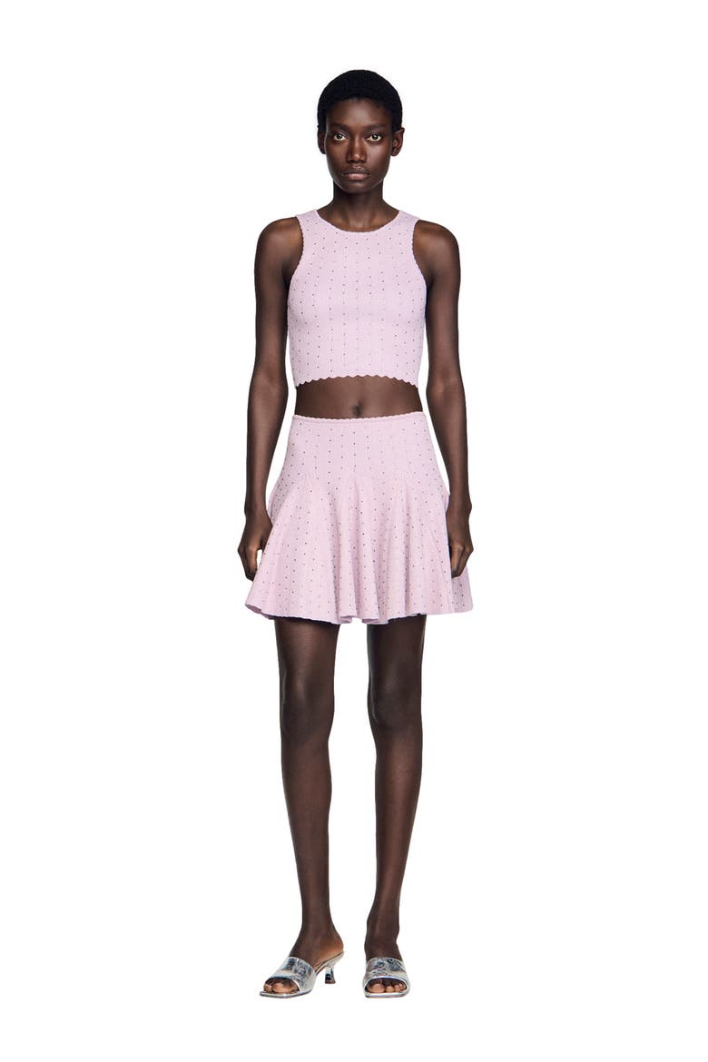 Mini rhinestone knit skirt, Alternate, color, Mauve