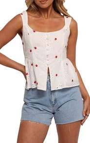 Petal & Pup Estelle Floral Eyelet Embroidered Cotton Tank