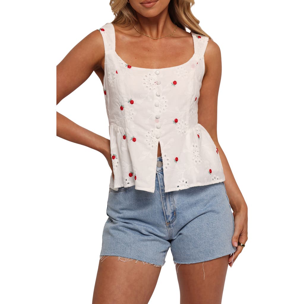 Petal And Pup Petal & Pup Estelle Floral Eyelet Embroidered Cotton Tank In White