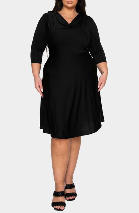 Amoretti Cowl Neck Flare Dress (Plus)