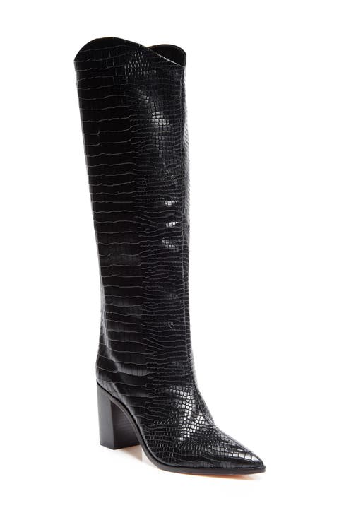 Maryana Pointed Toe Block Heel Knee High Boot (Women)