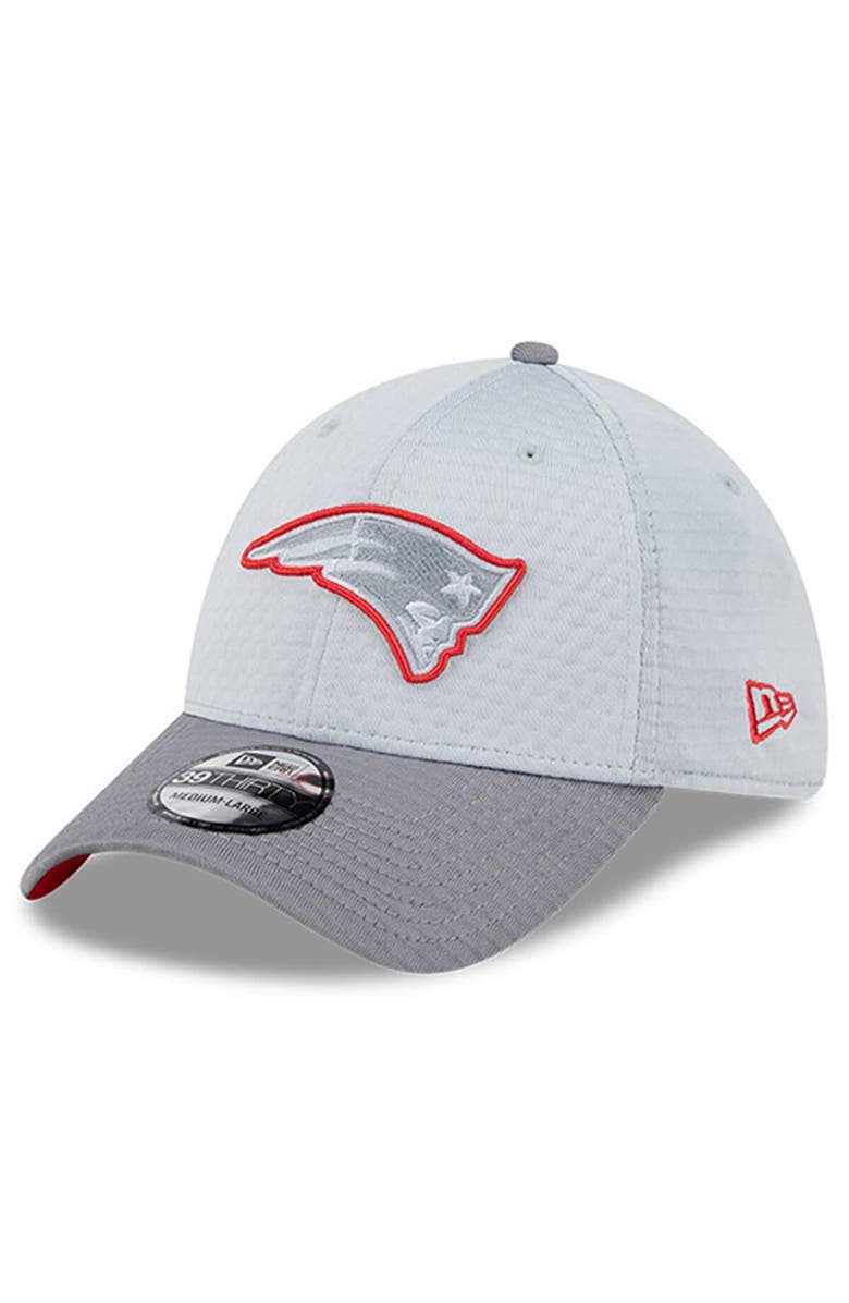 New Era Men's New Era Gray New England Patriots 2024 NFL Training Camp 39THIRTY Flex Hat, Main, color, 