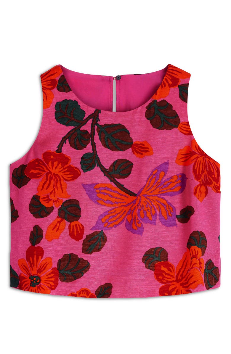 Boden Occasion Floral Faille Top, Alternate, color, Pink Floral