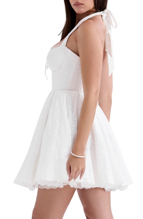 House Of Cb Womens White Pietra Lace-trim Stretch Cotton-blend Mini Dress In White