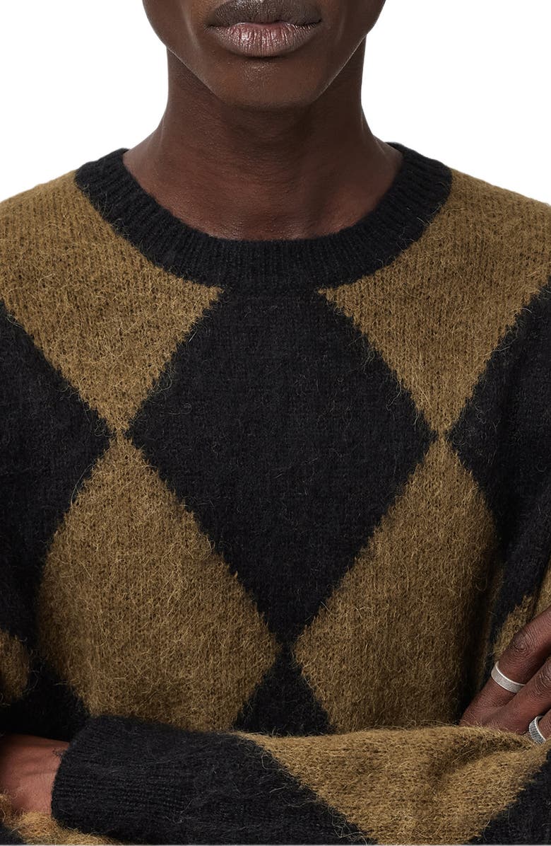 AllSaints Bower Crewneck Sweater, Alternate, color, Black/ Brown