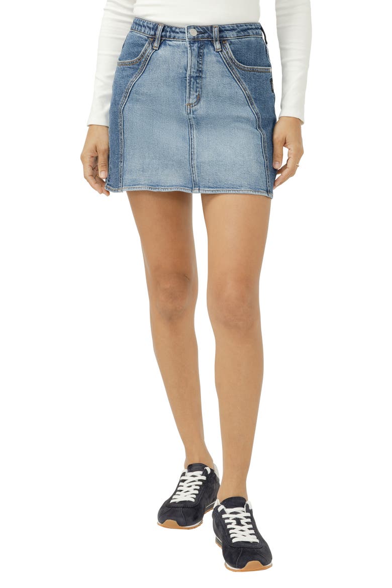 Western Denim Miniskirt, Alternate, color, GLIMMER