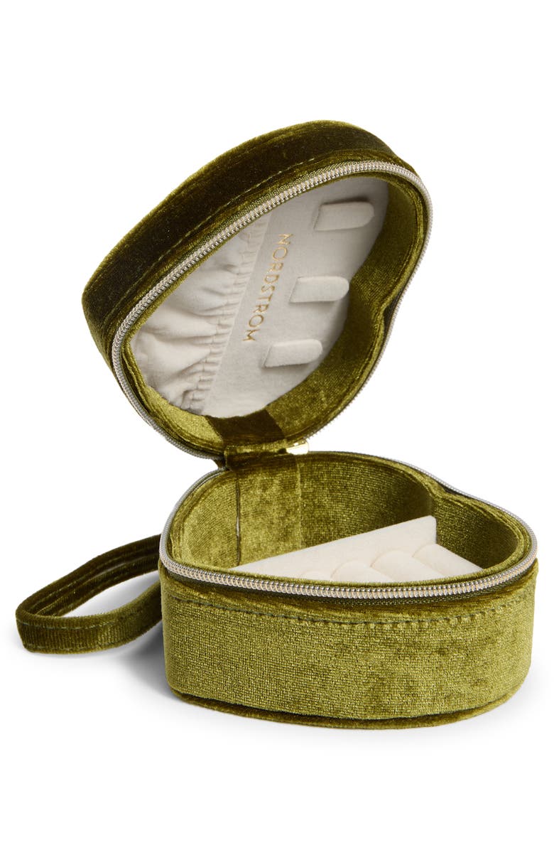 Nordstrom Velvet Heart Jewelry Box, Alternate, color, Dusty Green Velvet